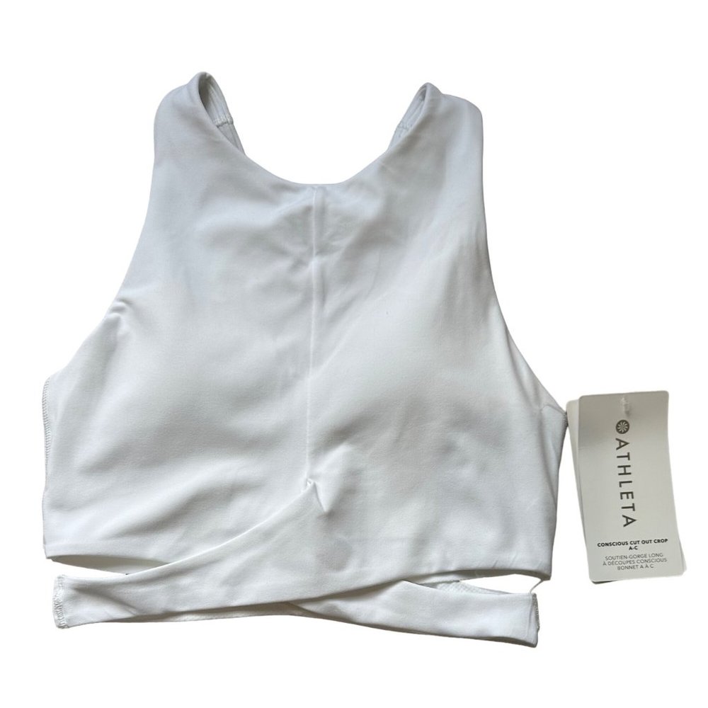 Athleta New Conscious Cut Out White Crop Bra A-C NWOT Retail $69 Size XS
